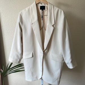 Hôtel Particulier Italian beautiful off white long blazer jacket